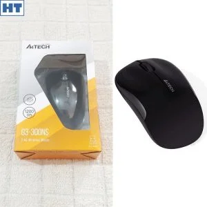 A4Tech Wireless Mouse (G3-300NS) – Mini size – (Black + Grey) – 3 Buttons – 1000 dpi – V Track Optical Haziq Tech
