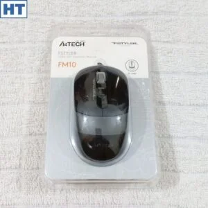 A4Tech Fstyler USB Mouse (FM10S) – Silent Clicks – 1600 dpi – 4 Buttons – Cute looks – (Black & Grey) – Wired for PC / Mac Haziq Tech