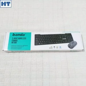 Banda Wireless Keyboard & Mouse Combo (W500) – Slim Modern Set – Edgeless – Water Resistant – 1200 dpi – (Black) Haziq Tech