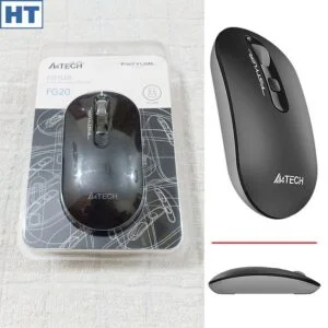A4Tech Fstyler Wireless Mouse (FG20) – Slim & Sleek (Ultra Thin) – 4 Buttons – 2000 dpi – (Dark Grey) – Elongated Pebble Mouse Haziq Tech