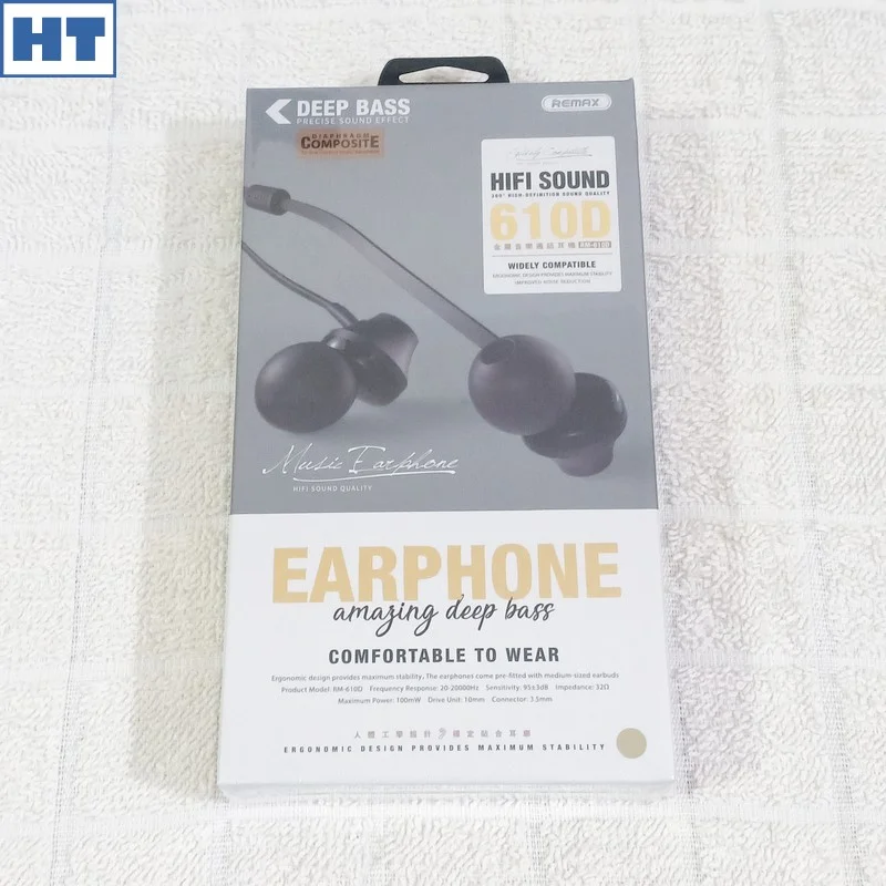 Remax HD Wired Earphones (RM-610D) - with Mic - 3.5mm Gold Plated plug ...