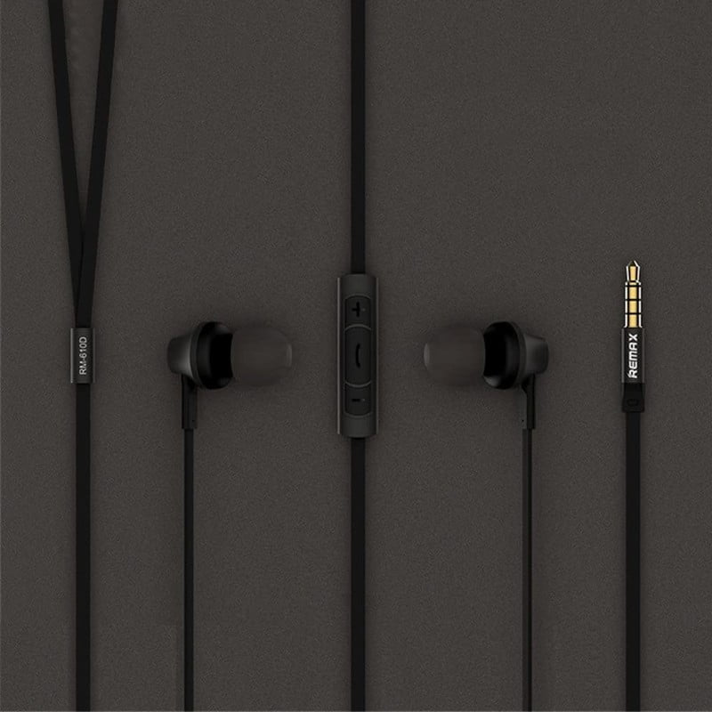 Remax HD Wired Earphones (RM-610D) - with Mic - 3.5mm Gold Plated plug ...