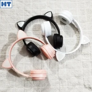 Cat Ear Wireless Bluetooth Headphones Y08 – Cute Looks for Girls / Women – LED Light – Clear Sound – Folding – BT 5.0 – Mic Headset Haziq Tech
